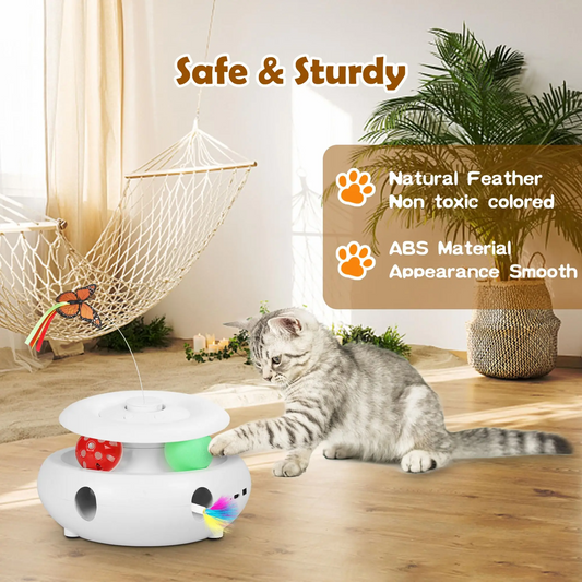 Interactive Cat Toy Automatic Cat Toys for Indoor Cats, 3-in-1 Electric Cat Toy USB Rechargeable, Kitten Toy Cat Exercise Toys