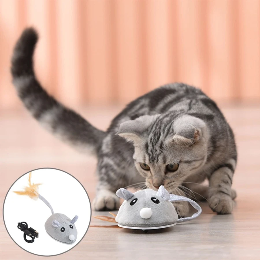 JAPAGO Electric Cat Toy - Crawling Mouse With Obstacle Avoidance, Automatic Steering, Usb Charging