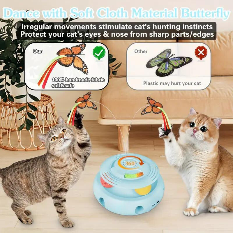 Interactive Cat Toy Automatic Cat Toys for Indoor Cats, 3-in-1 Electric Cat Toy USB Rechargeable, Kitten Toy Cat Exercise Toys