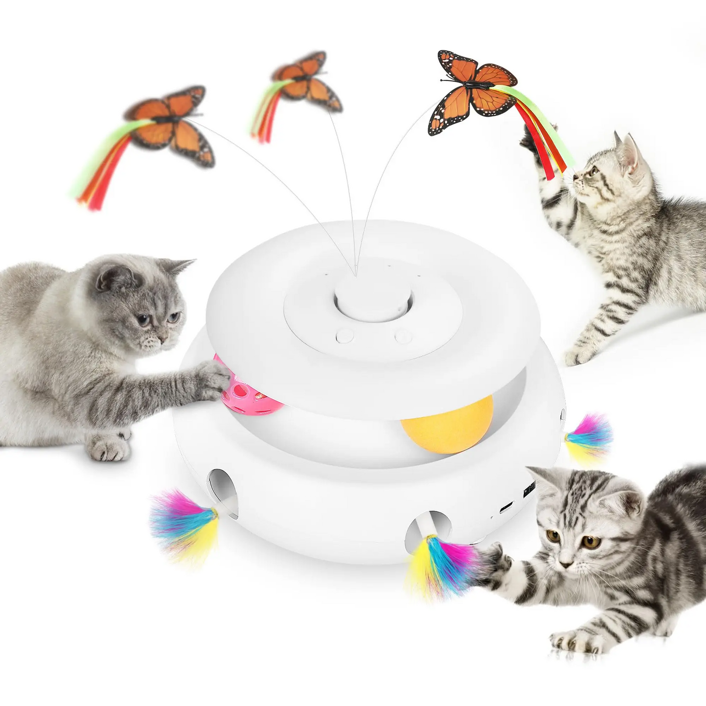 Interactive Cat Toy Automatic Cat Toys for Indoor Cats, 3-in-1 Electric Cat Toy USB Rechargeable, Kitten Toy Cat Exercise Toys