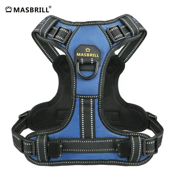 MASBRILL No Pull Dog Harness Pet Reflective Nylon Adjustable Medium Large Naughty Dog Vest Safety Vehicular Lead Walking Running