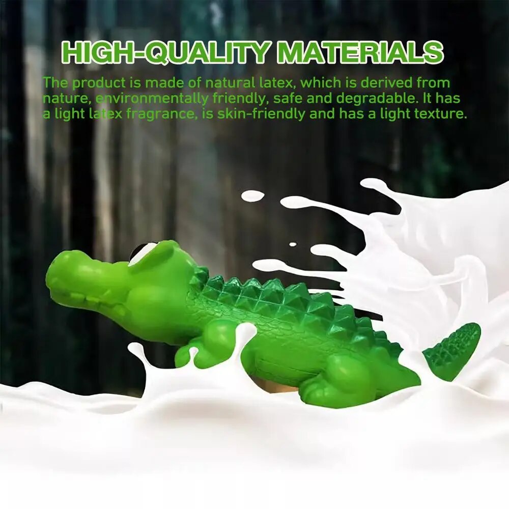 JAPAGO Squeaky Dog Toys Teeth Cleaning No Stuffing Chewing Latex Dog Toy Interactive Dog Toys For Puppy And Small Medium Dogs Crocodile