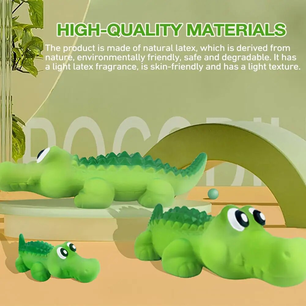 JAPAGO Squeaky Dog Toys Teeth Cleaning No Stuffing Chewing Latex Dog Toy Interactive Dog Toys For Puppy And Small Medium Dogs Crocodile